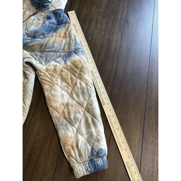 Entro 100% Cotton Quilted Shacket Jacket Coat 1/4 Zip Blue Tie Dye Size 1x - Picture 5 of 7